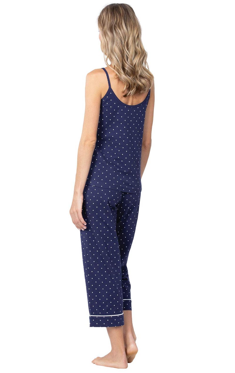 PajamaGram Capri Pajamas for Women - Womens Sleepwear, Cami Top, Navy, M, 8-10 - Image 2